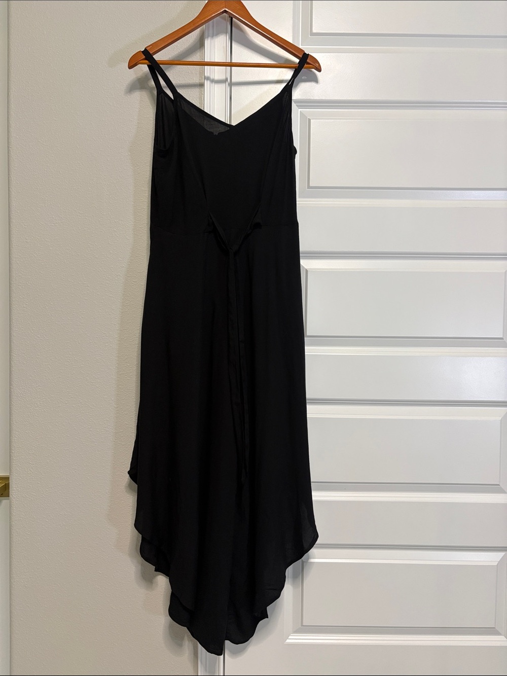 MSK Black Asymmetrical Slip Dress with Draped Hem